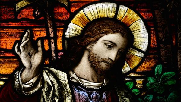 stained glass window Jesus Christ