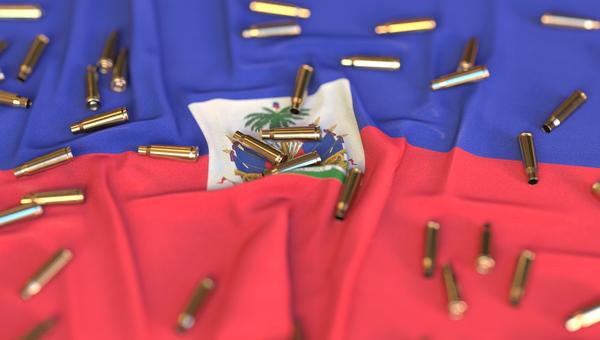 Haitian flag, bullet casings