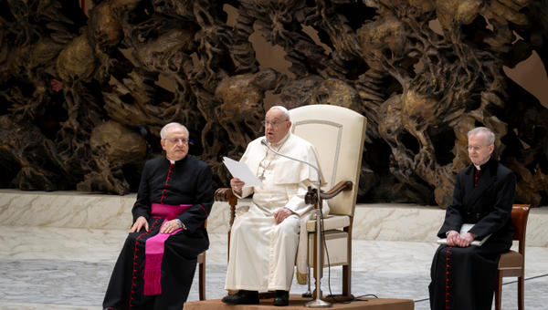 Pope Francis during his weekly general audience in Paul VI Hall at the Vatican on January 08, 2025.