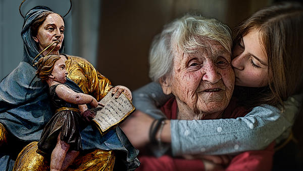 St Anne with Jesus and grandmother with girl