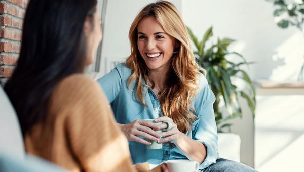 happy friends talking