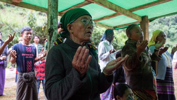File photo of Christians in a bakeshift church in Myanmar
