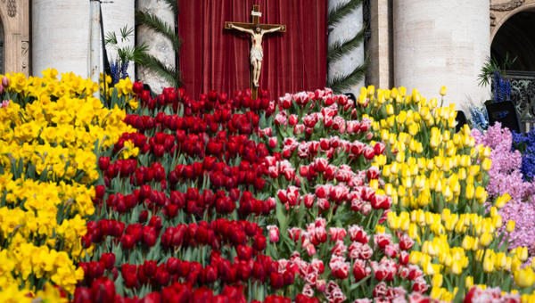 Flowers in St. Peter’s Square for Holy Week