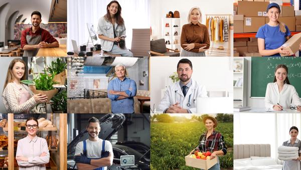 Confident people of different occupations