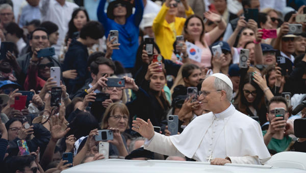Pope Leo XIV during his first weekly General Audience in St. Peter’s Square, Vatican City, on May 21, 2025.