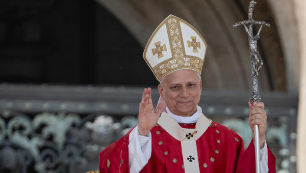 Pope Leo XIV at the end of a Mass for the Jubilee of New Religious Associations on Pentecost Day in St. Peter's Square at the Vatican, Sunday, June 8, 2025.