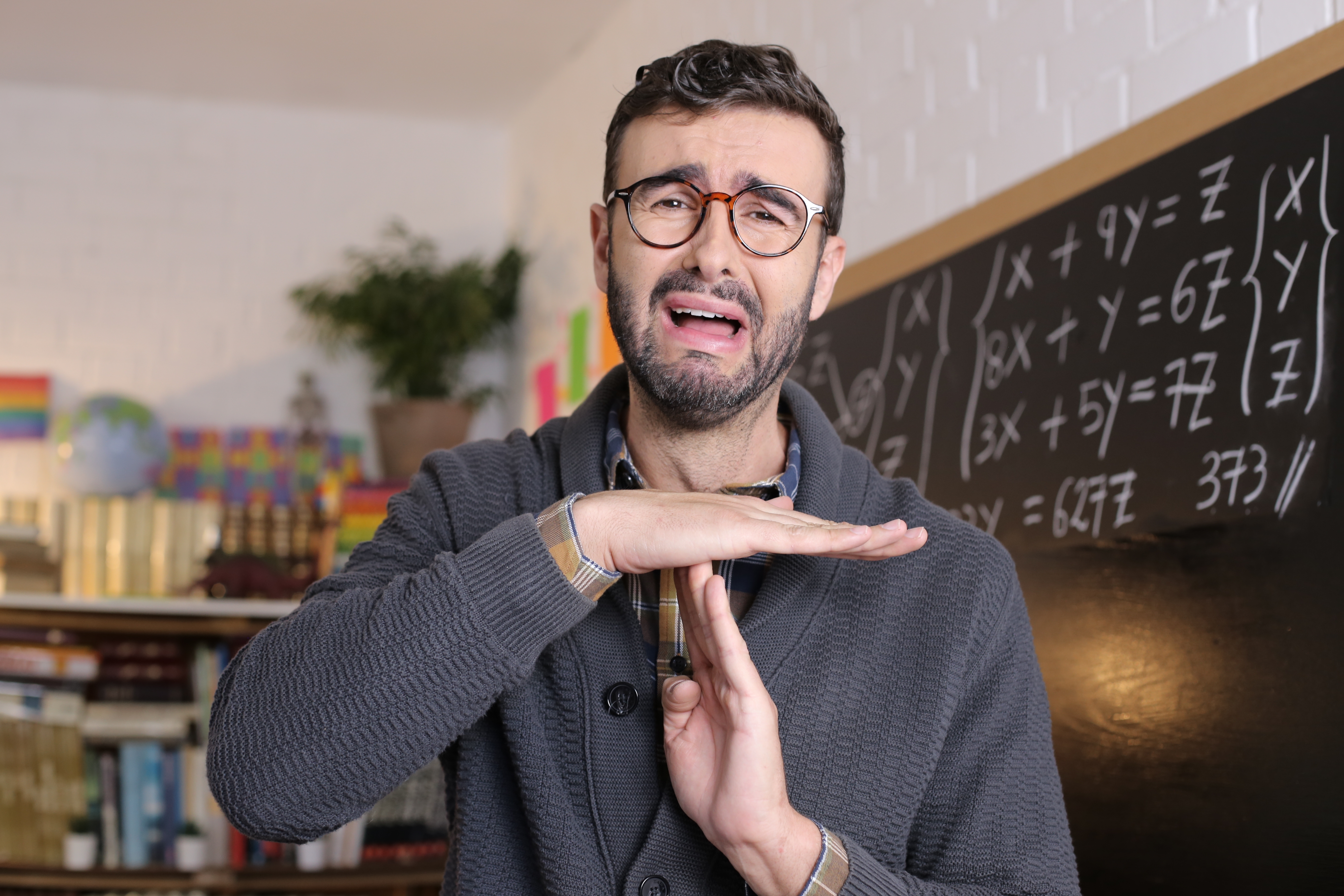 Tired teacher