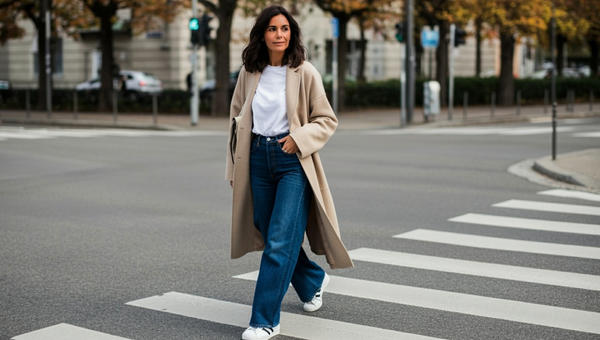 Woman crossing street