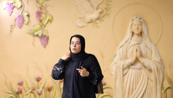 Mary in a metro station in Tehran