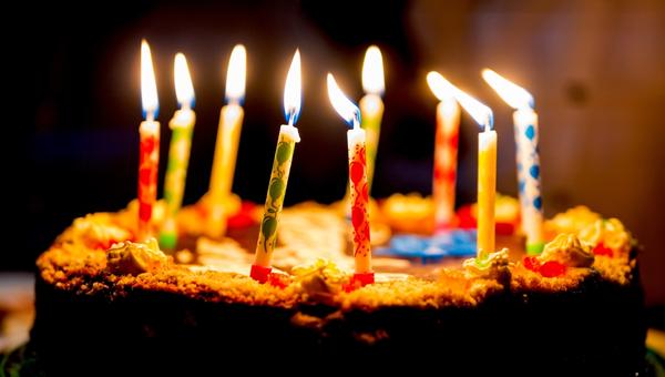 Festive Birthday Cake with Vibrant Candles