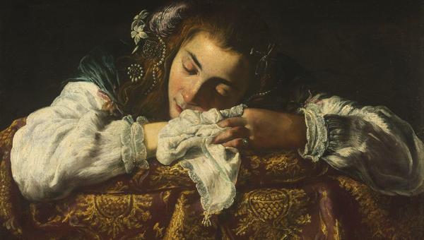 TABLEAU-JEUNE-FILLE-ENDORMIE-ANONYME