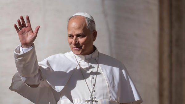Pope Leo XIV during his weekly general audience in St. Peter's square at the Vatican on November 05, 2025.