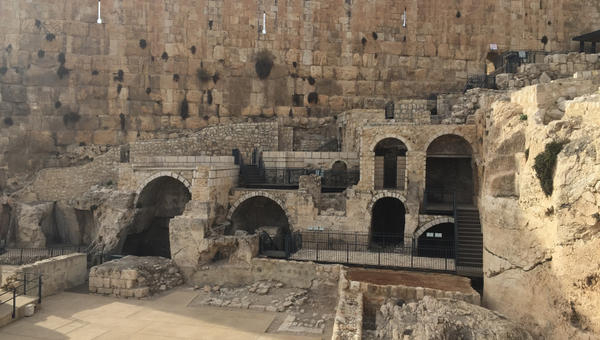 Ancient ruins - Mikvehs (ritual baths) near the entrance to the Second Temple in Jerusalem.