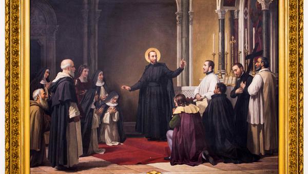 Święty Antoni Zaccaria wskazuje św. Pawła jako duchowy wzór dla trzech wspólnot: ojców Barnabitów, Sióstr Anielanek oraz Małżonków św. Pawła.