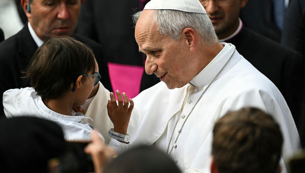 pope-leo-xiv-blesses-child-accueil-notre-dame-lourdes-france-september-27-2026