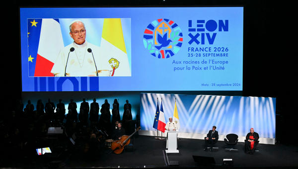 pope-leo-xiv-speech-emmanuel-macron-jean-marc-aveline-robert-schuman-conference-centre-metz-france-september-28-2026