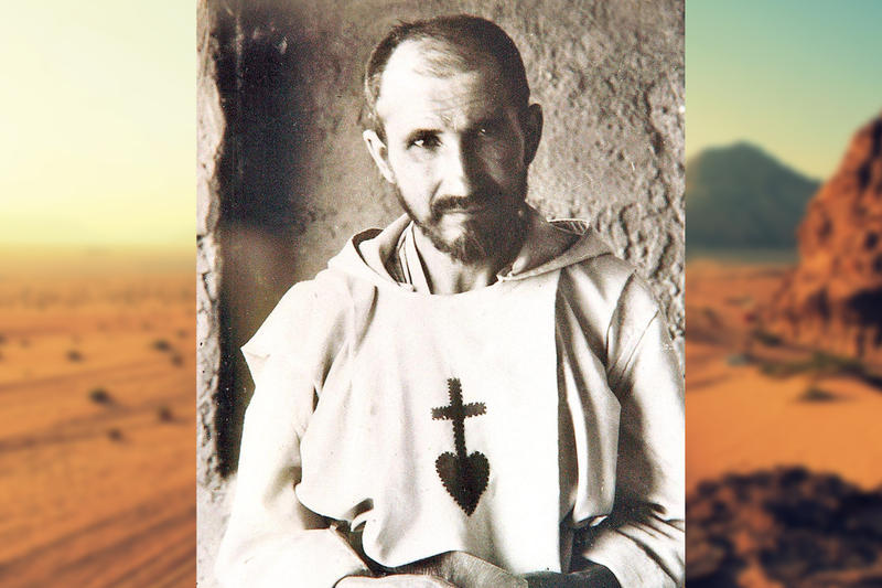 Bł. Karol de Foucauld na tle pustyni