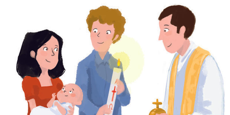 Parrain et marraine lors d'un baptême