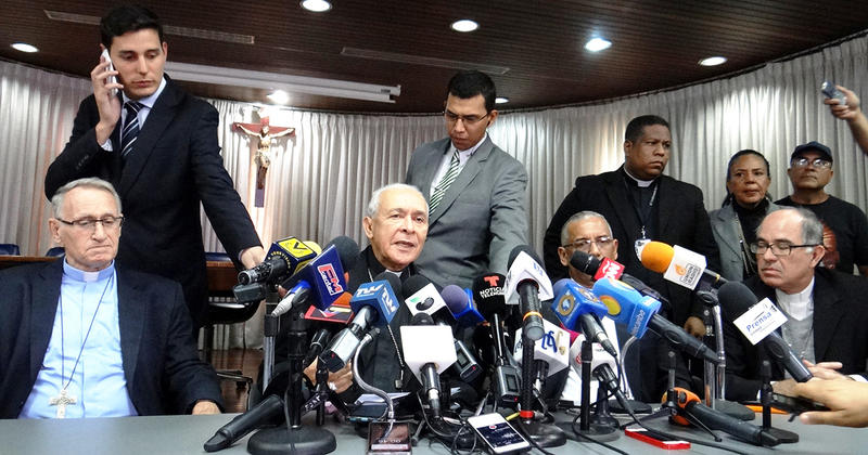 Monseñor Diego Padrón durante las declaraciones en la sede de la Conferencia Episcopal Venezolana – Fotos @GuardianCatolic 1