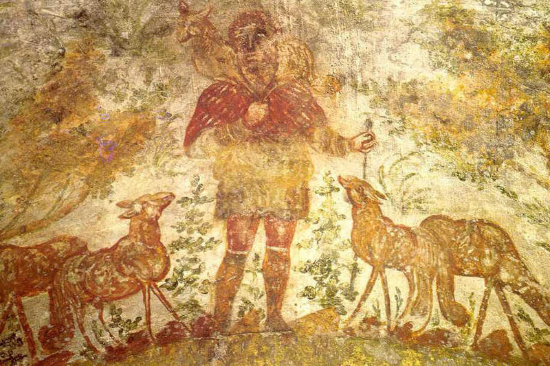 web-catacomb-rome-good_shepherd_04-jesus-as-the-good-shepherd-from-the-early-christian-catacomb-of-domitilladomatilla-pd
