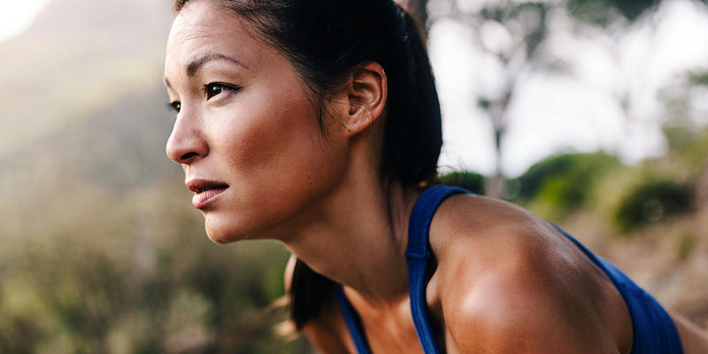 Focused Woman Exercising