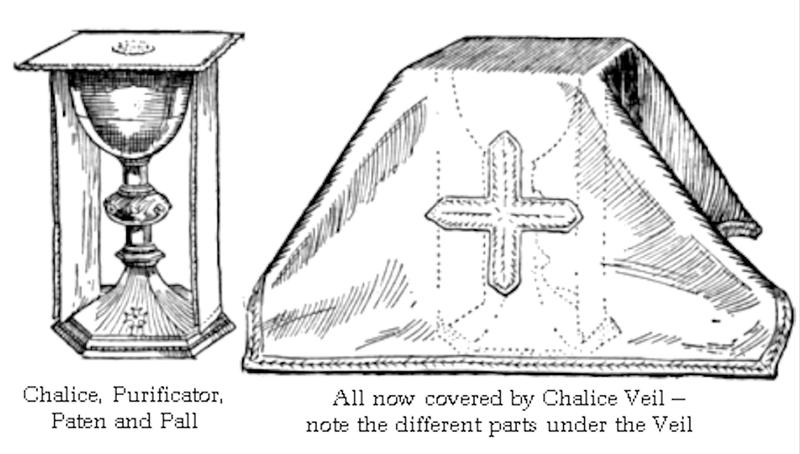 CHALICE PURIFICATOR, PATEN, PALL