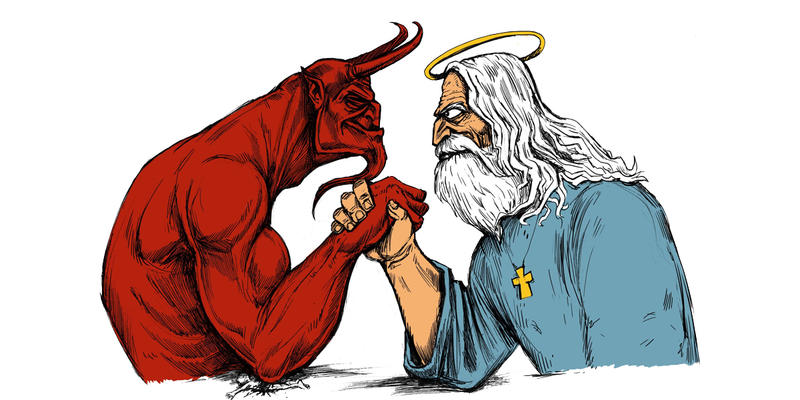 GOD,DEVIL,ARM WRESTLING