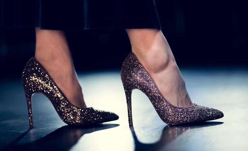 Woman in shoes with glitter
