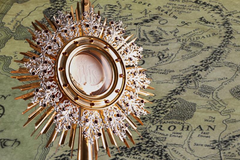 The Holy Eucharist and map of Middle Earth