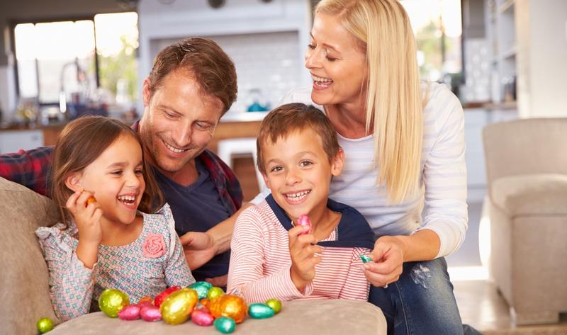 FAMILY CELEBRATING EASTER