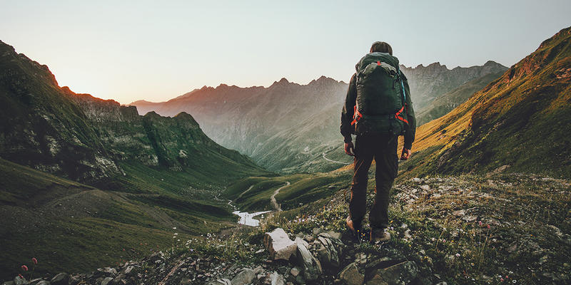 MAN HIKING