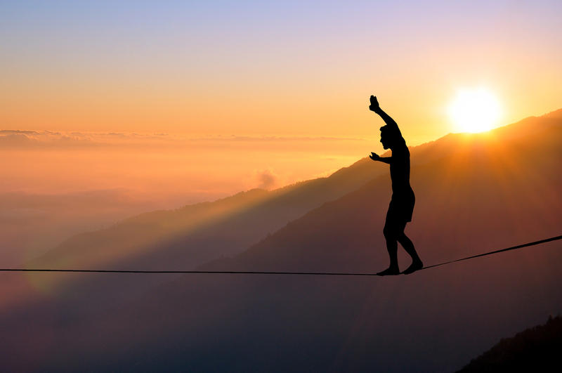 TRAMONTO, ACROBATA, EQUILIBRIO