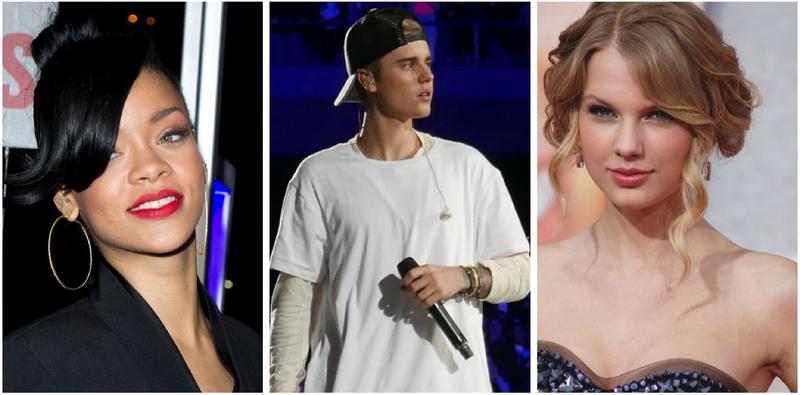 RIHANNA, JUSTIN BIEBER, TAYLOR SWIFT