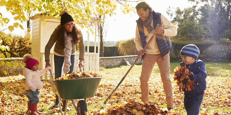 FAMILY,RAKING,LEAVES