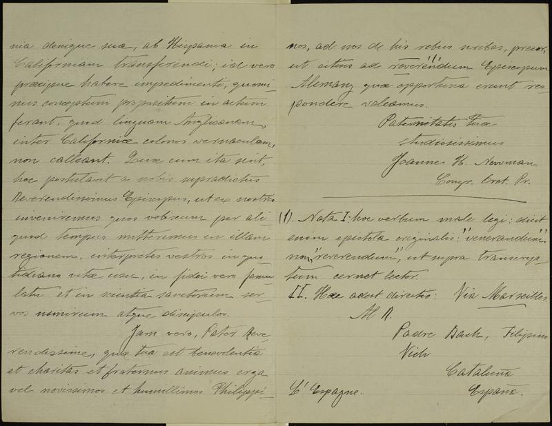 NEWMAN LETTER IN LATIN