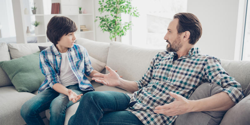 Dad - Father - Son - Boy - Discussing