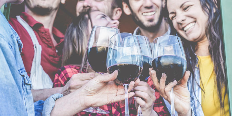 FRIENDS, HAPPY, WINE