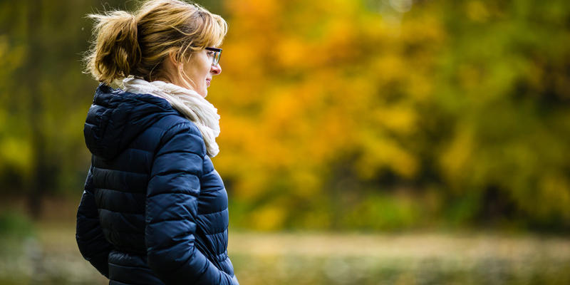 WOMAN, WALKING, PARK,