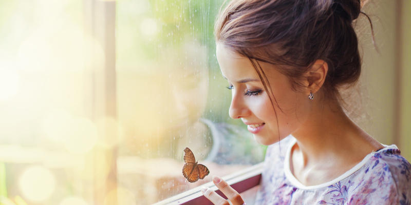 Woman, Home, Window, Butterfly, Resurrection