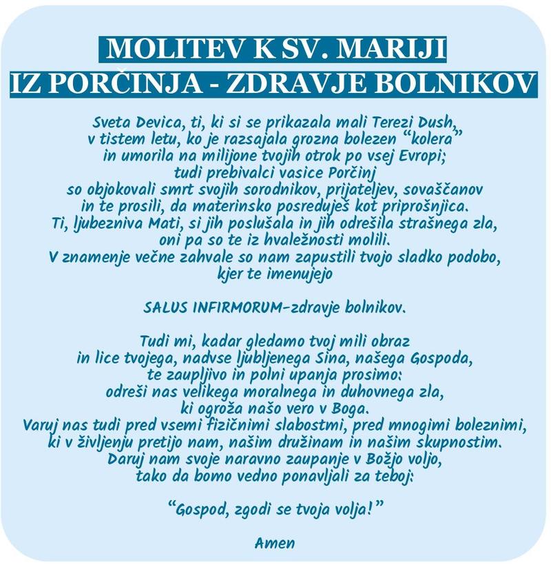 molitev zdravje bolnikov porčinj