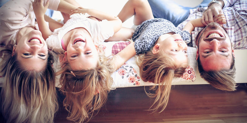 FAMILY, SMILE, UPSIDE DOWN
