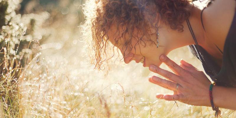 WOMAN, DEW, HAPPY