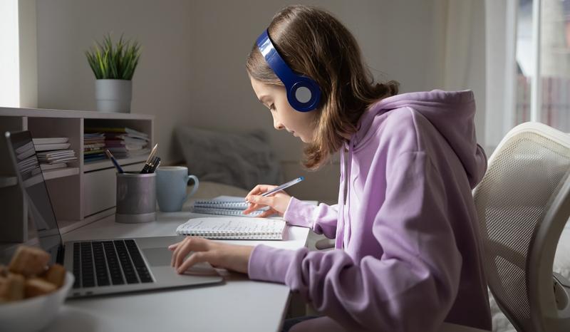 high school girl studying